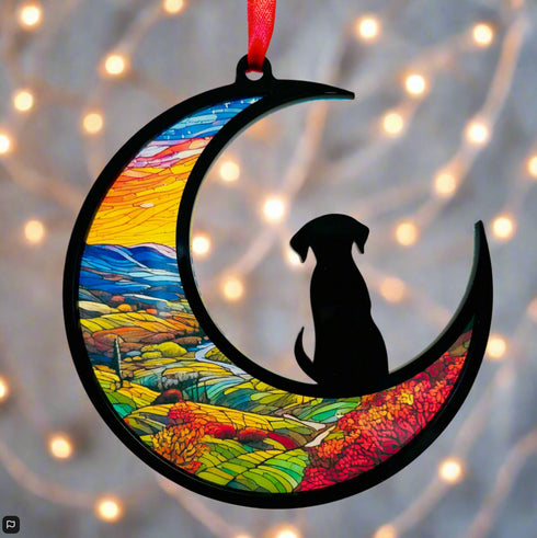 Dog Long Ears Moon Suncatcher